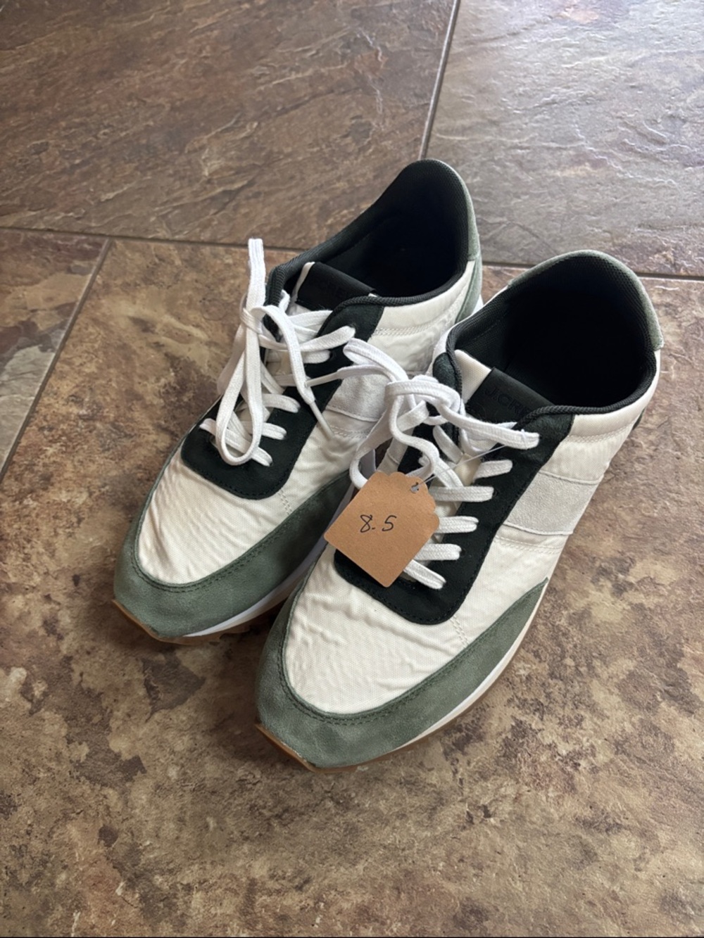Women’s JCasual Lace-Up Sneakers in White and Olive Green
